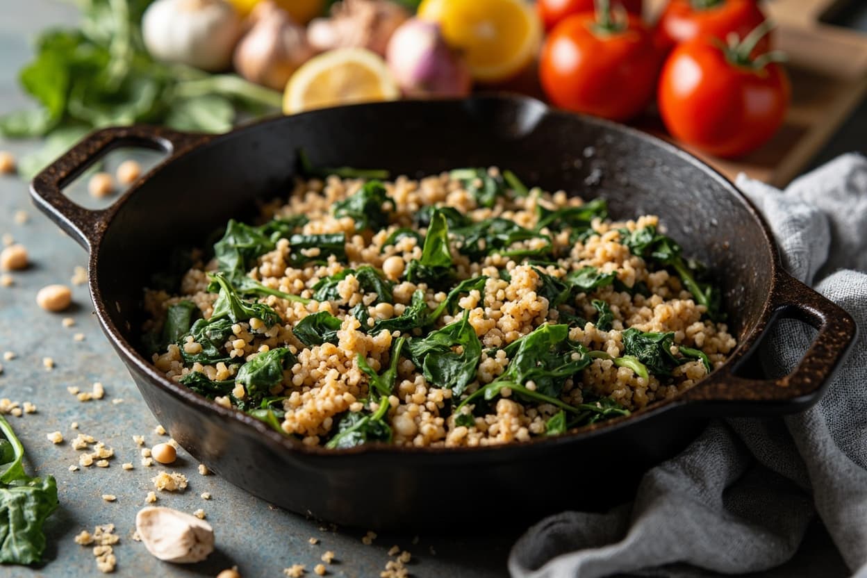 Quinoa White Bean Spinach Skillet