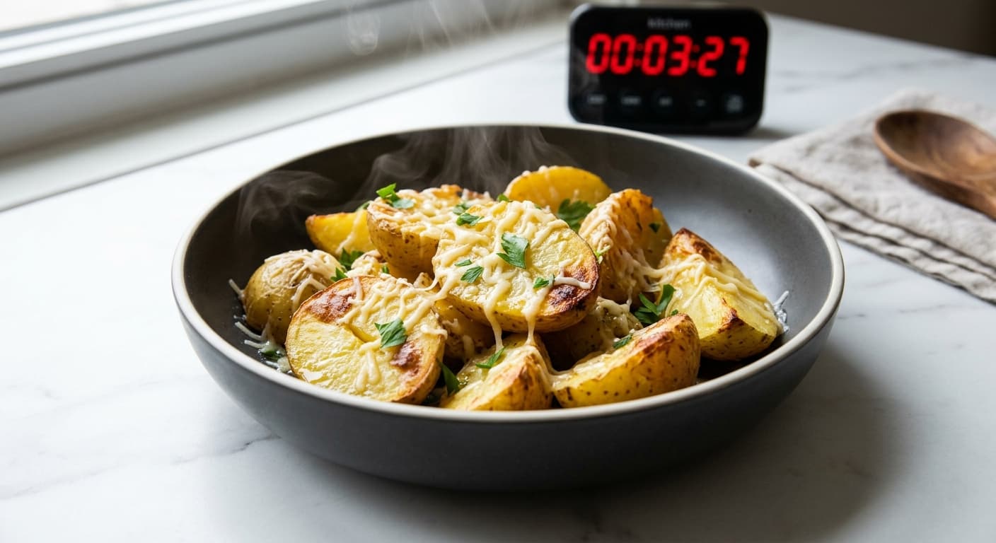 Rapid Garlic Parmesan Steamed Potatoes