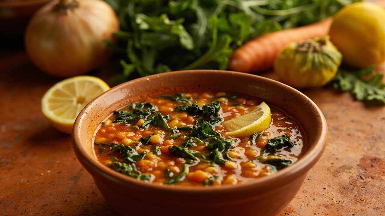 Red Lentil and Kale Soup with Paprika and Lemon