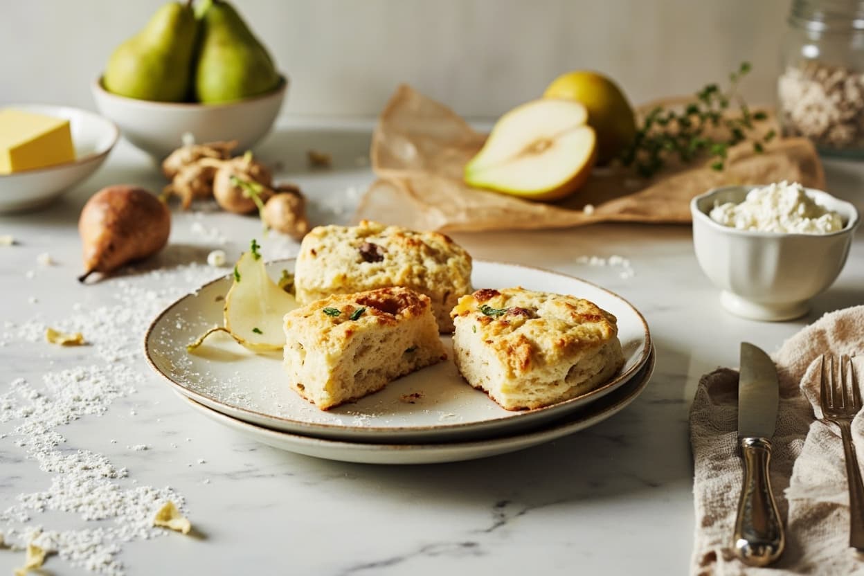 Ripe Pear and Ginger Yogurt Scones