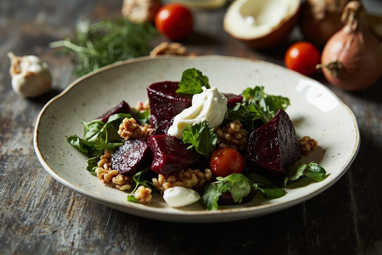 Roasted Beet Salad with Walnut and Dill