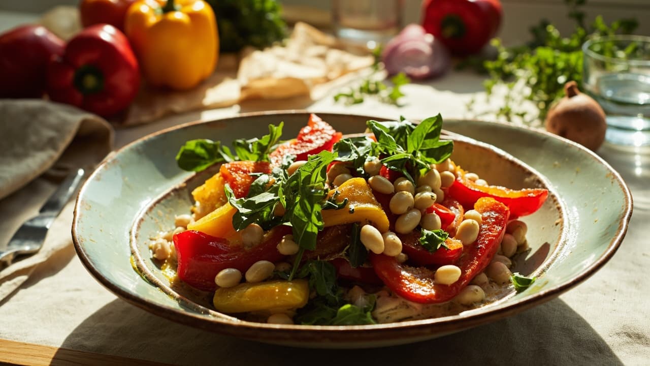 Roasted Bell Pepper and White Bean Salad