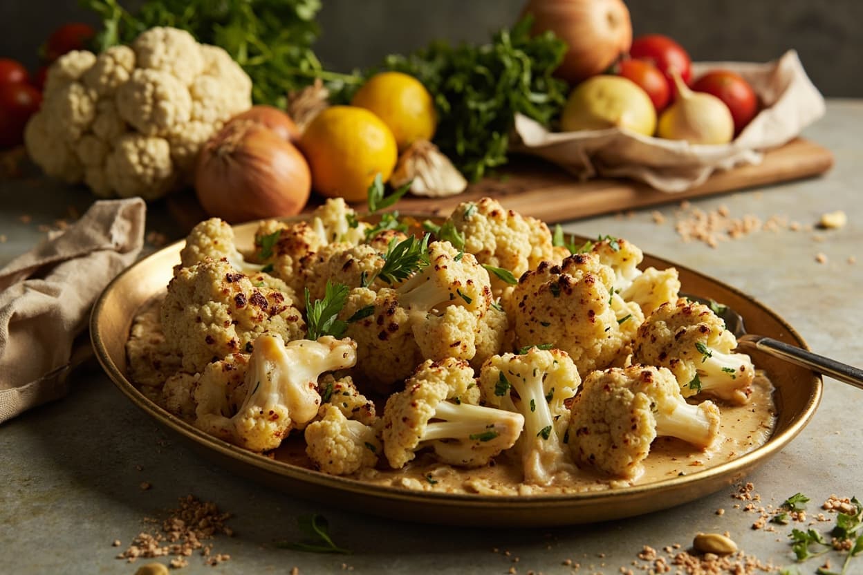 Roasted Cauliflower Drenched in Tahini
