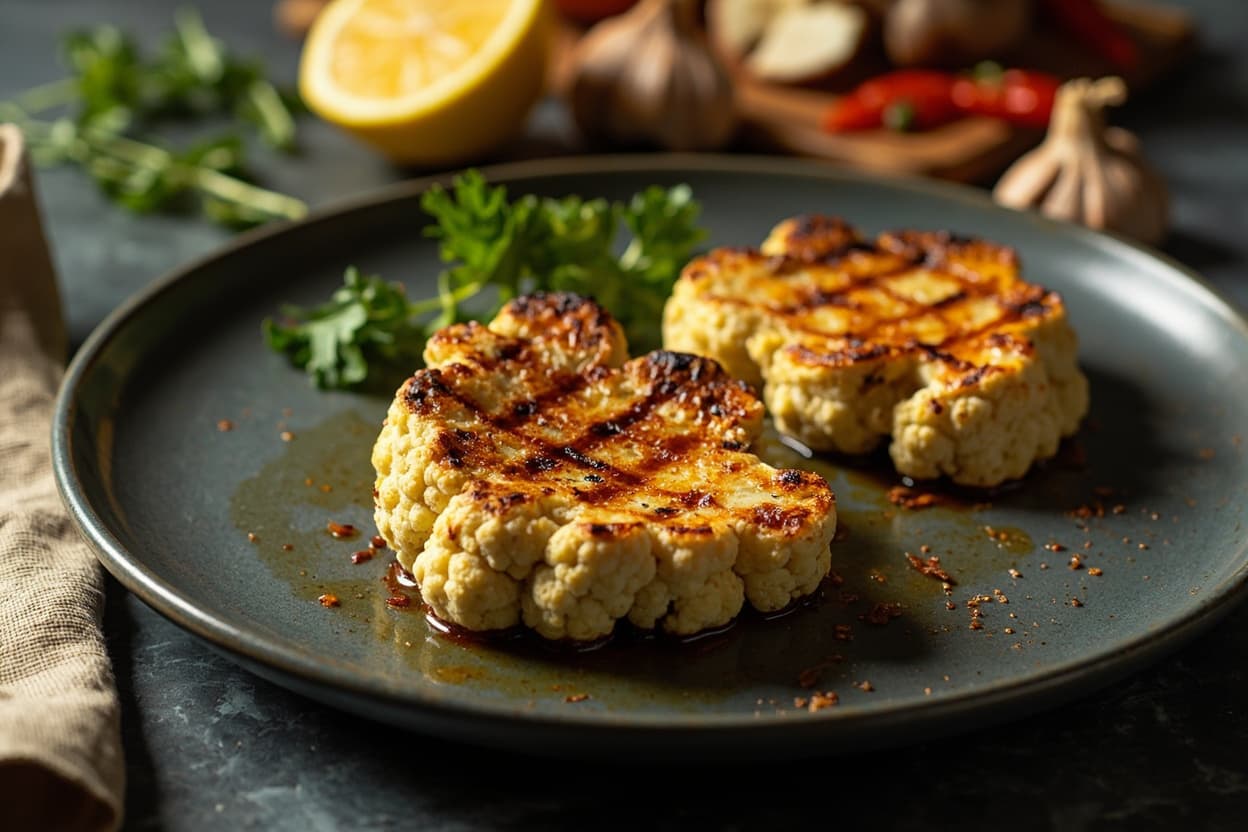 Roasted Cauliflower Steaks, Smoked Paprika and Garlic