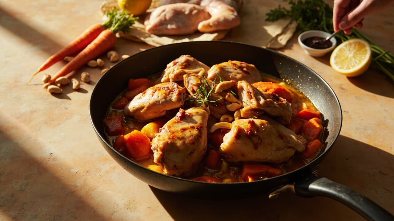 Roasted Chicken Thighs with Cashew and Carrot
