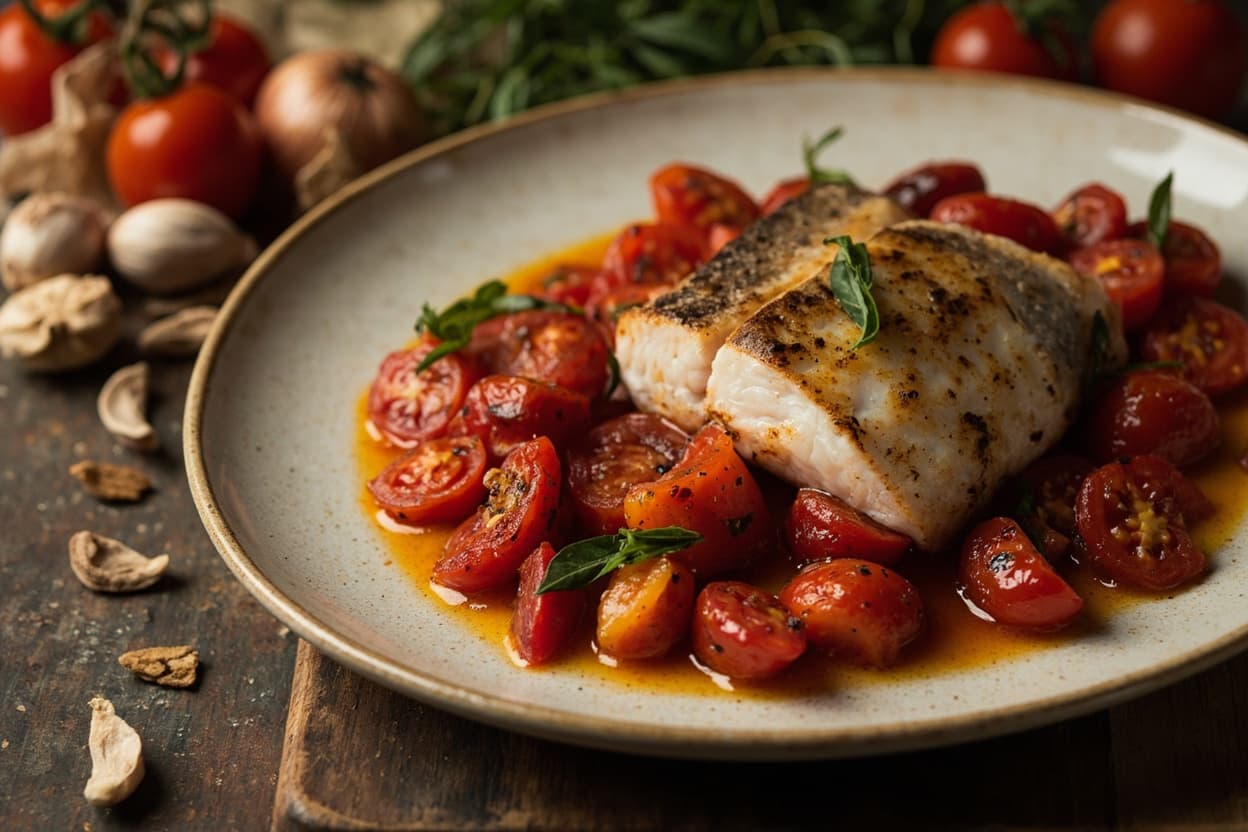 Roasted Cod, Oregano and Tomato