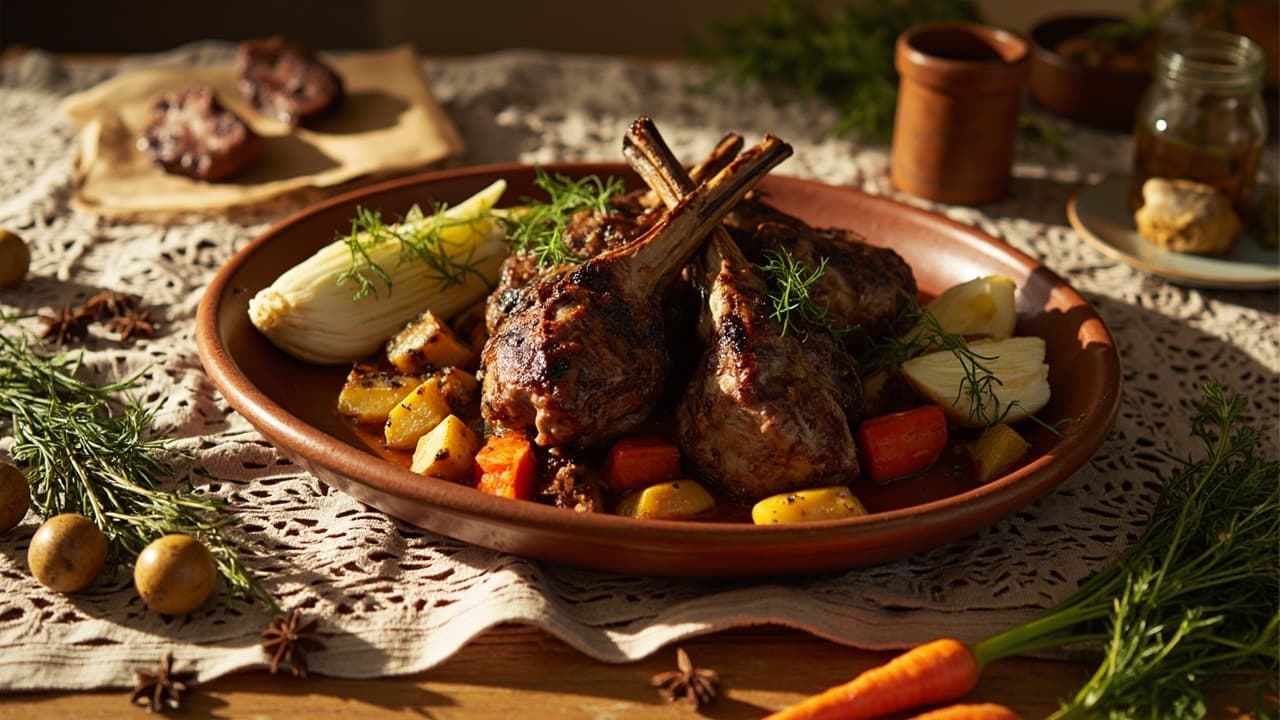 Roasted Lamb Chops with Fennel and Star Anise