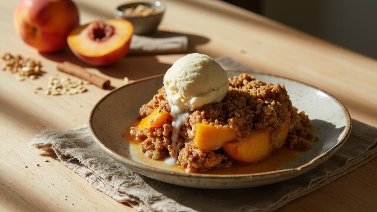 Roasted Peach and Walnut Crumble