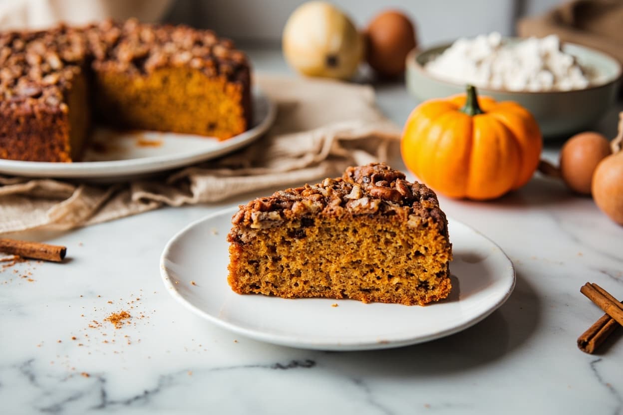 Roasted Pumpkin Pecan Cinnamon Cake