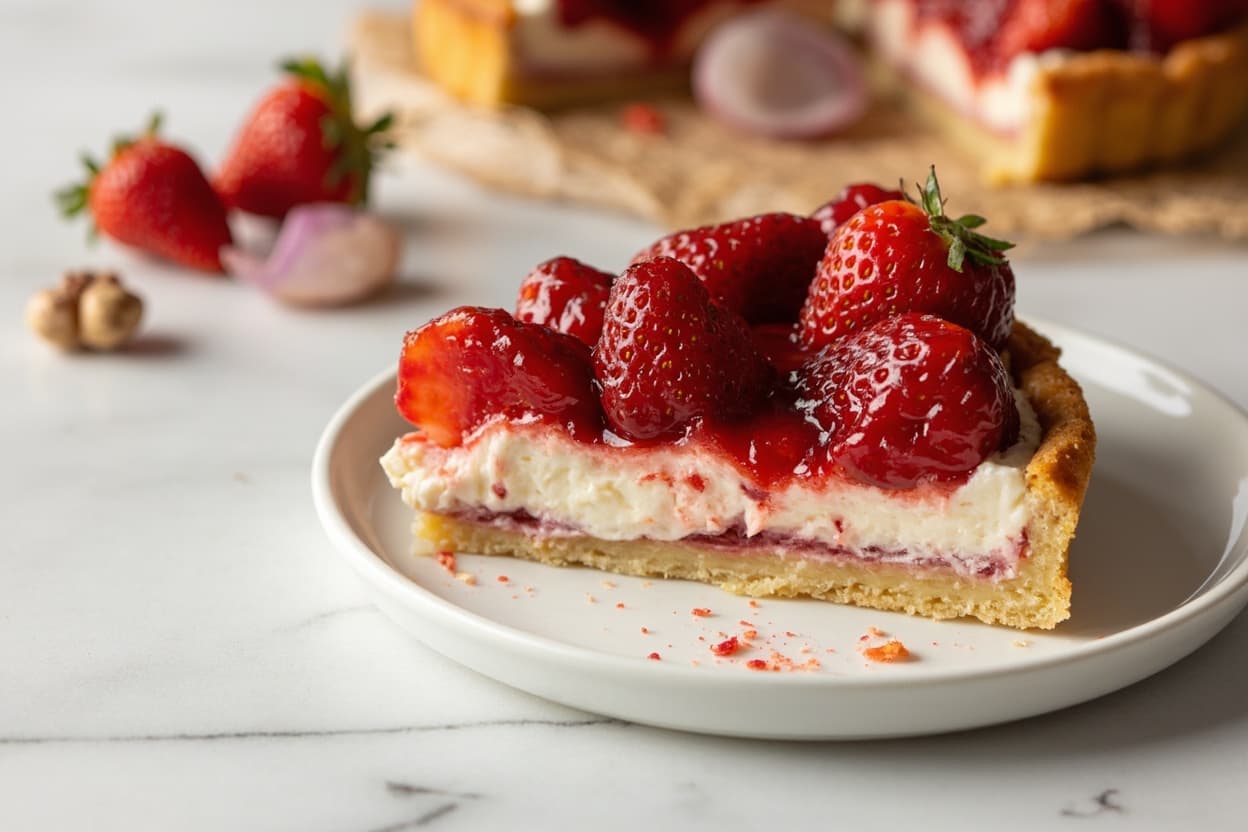 Roasted Strawberry Hazelnut Cream Tart