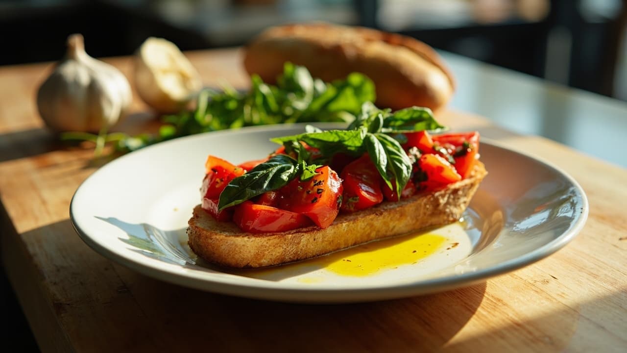 Rustic Bread with Tomato and Basil