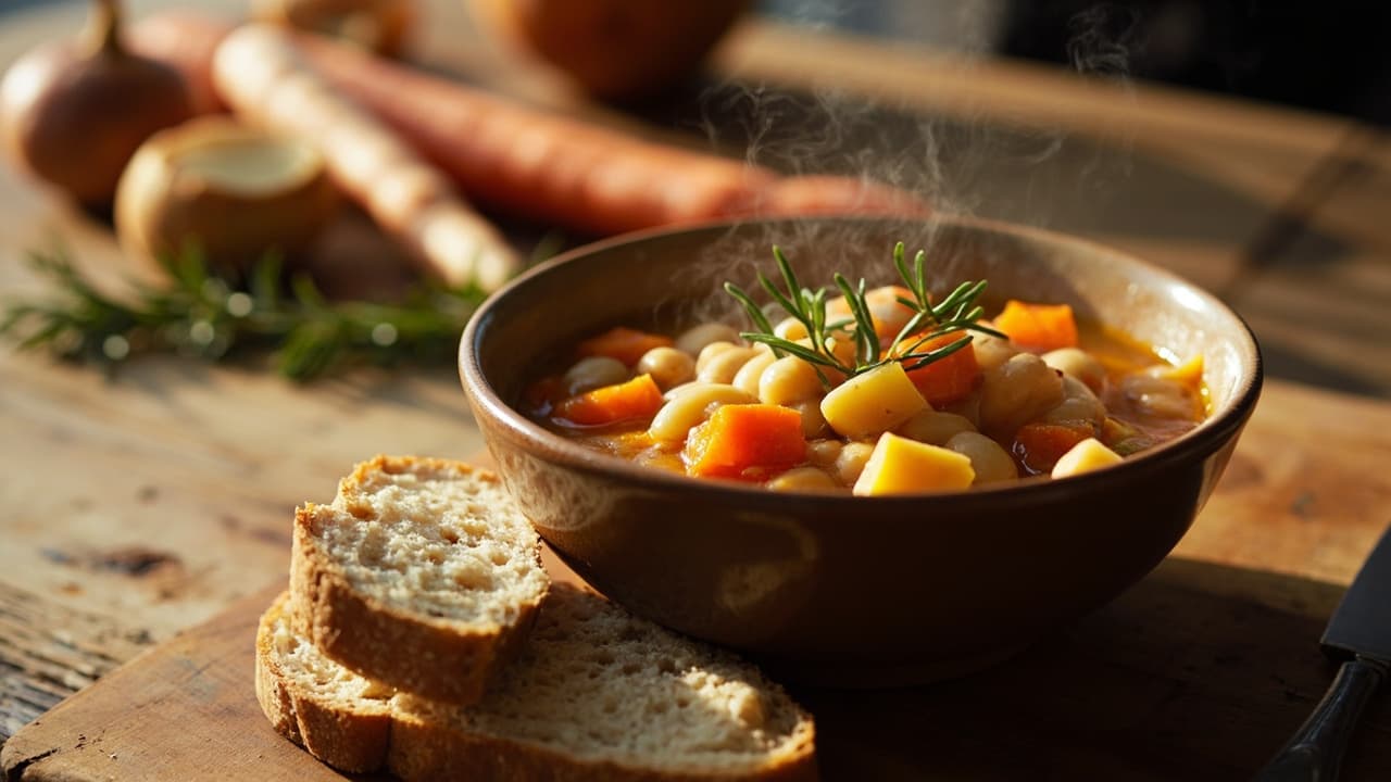 Rustic Parsnip and Carrot Stew with White Beans and Rosemary