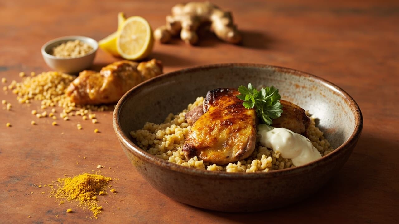 Saffron and Ginger Chicken Thighs with Quinoa