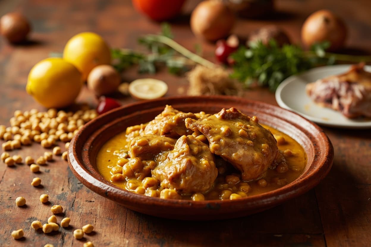 Saffron Chicken and Chickpea Tagine