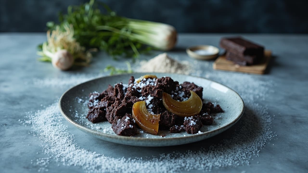 Salty Dark Chocolate Crumble with Rye and Fennel