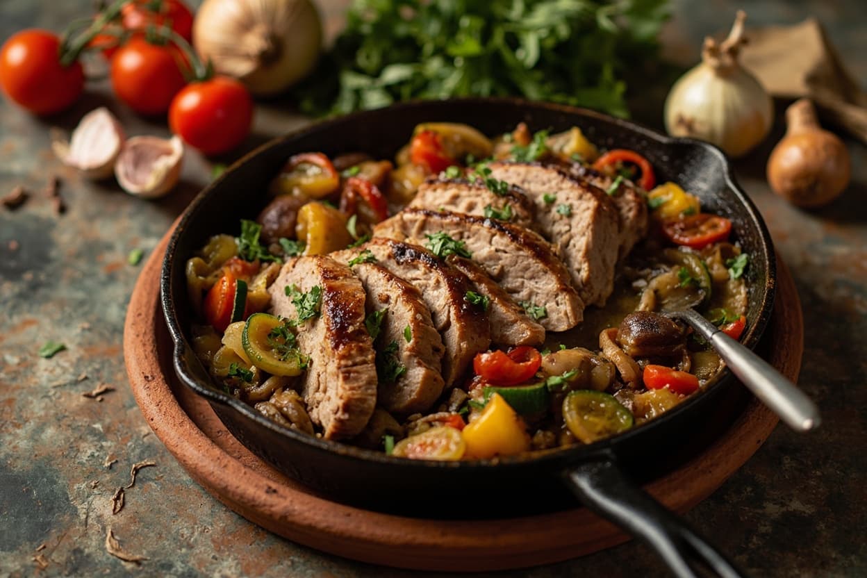 Samfaina Skillet with Pork Loin