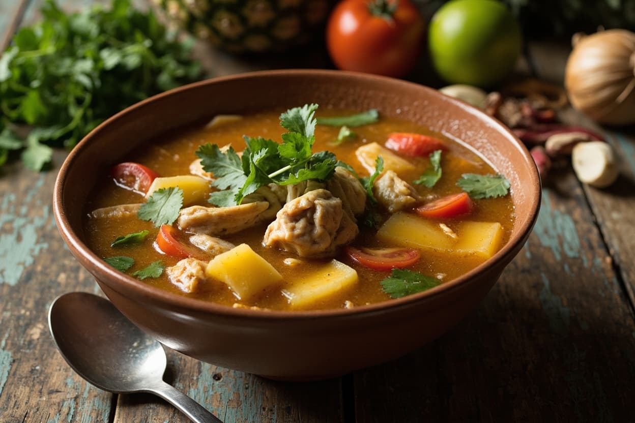Samlor Machu, Sour Chicken Soup with Pineapple and Lime
