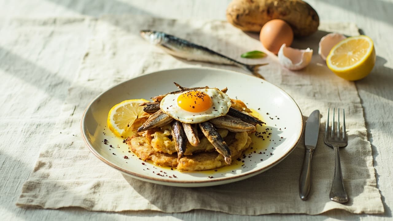 Sardine and Potato Rosti with Fried Egg