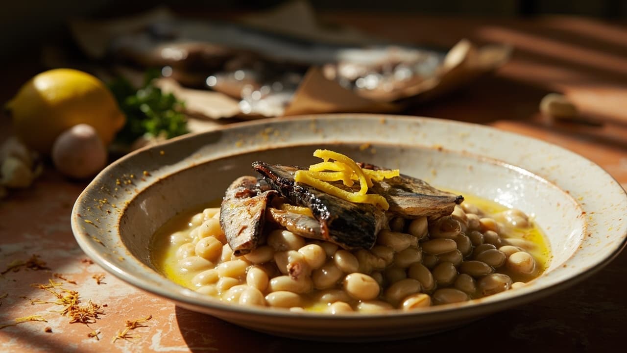 Sardines with White Beans and Garlic