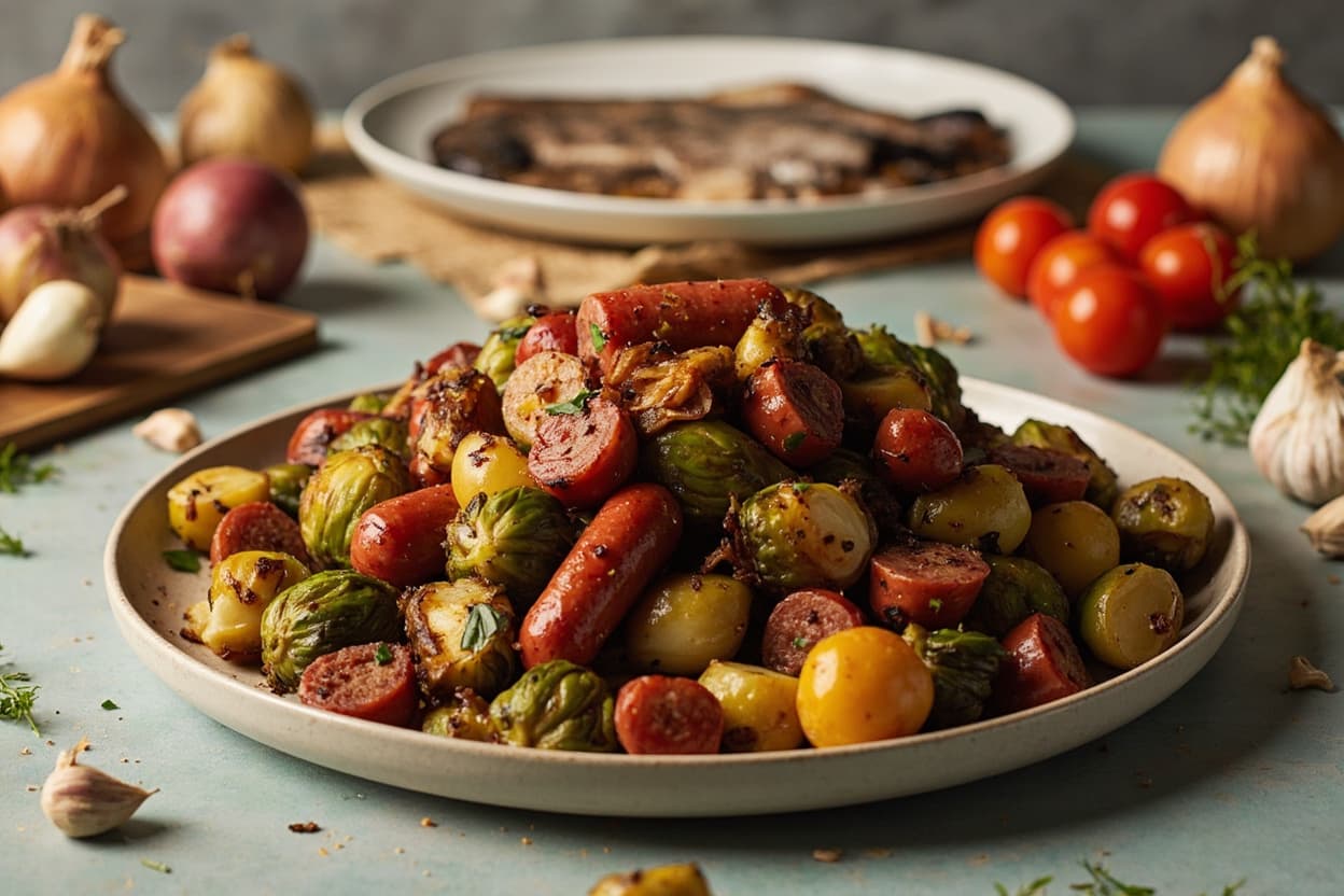 Sausage, Brussels Sprout and Potato Roast