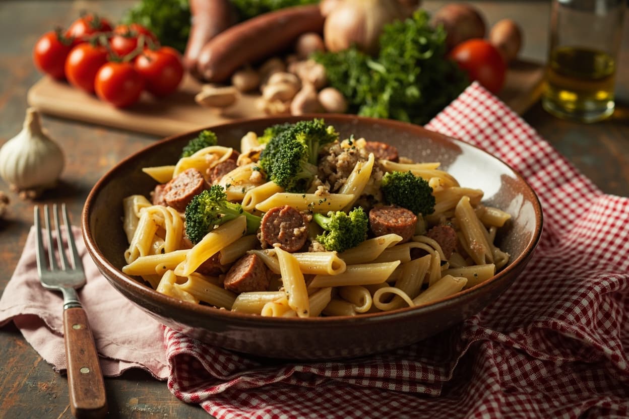 Sausage Penne with Broccoli and Garlic