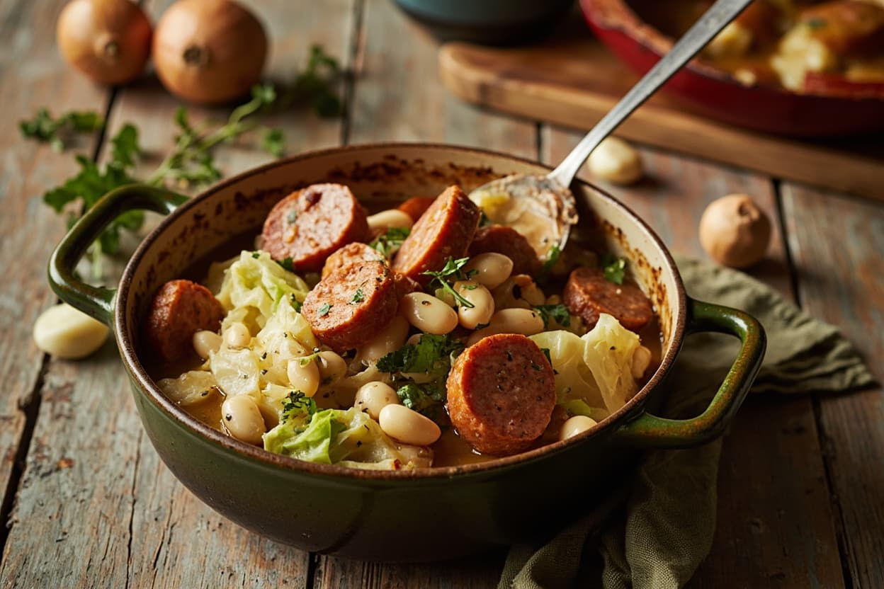 Sausage, White Bean and Cabbage Pot