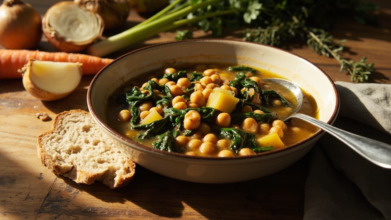 Savory Chickpea and Spinach Stew with Oregano