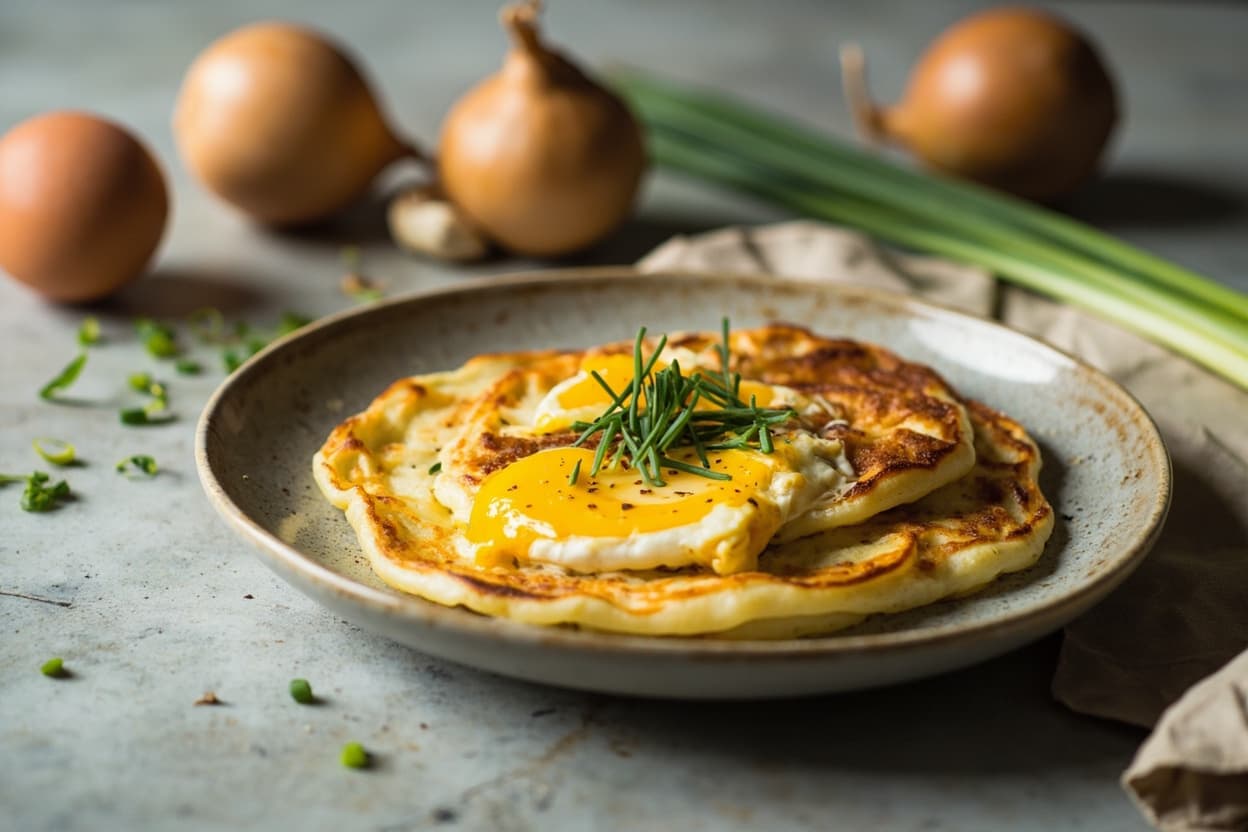 Savory Egg and Onion Pancake with Chives