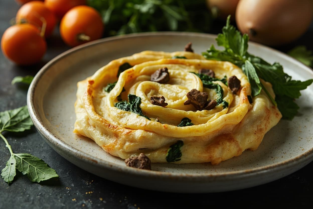 Savory Spinach and Mushroom Folded Egg
