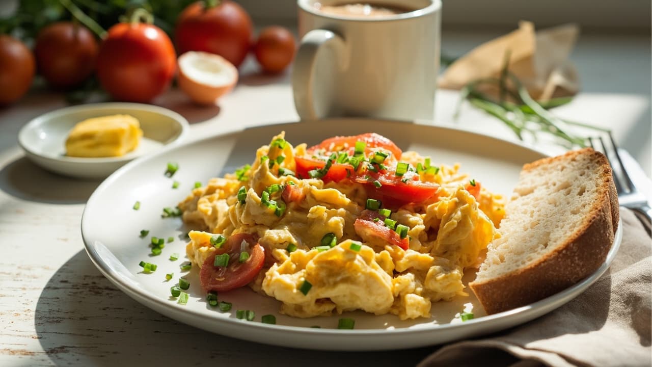 Scrambled Eggs with Tomato and Chives