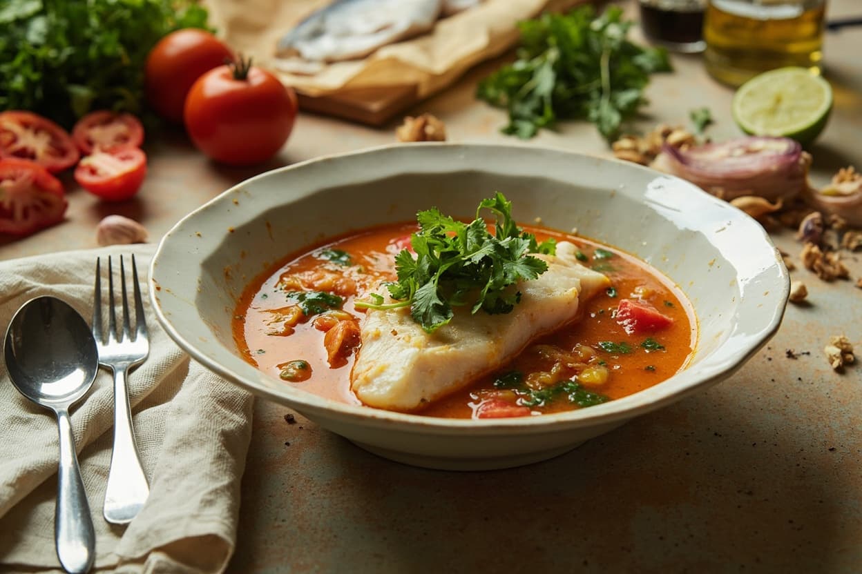 Seared Cod in Cilantro-Tomato Broth
