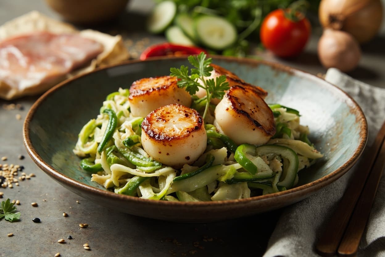 Seared Scallop and Smashed Cucumber Salad