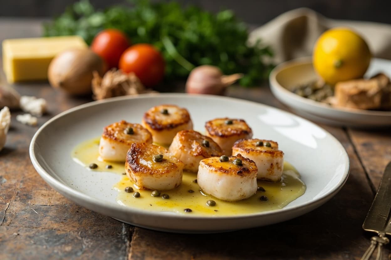 Seared Scallops with Brown Butter Capers