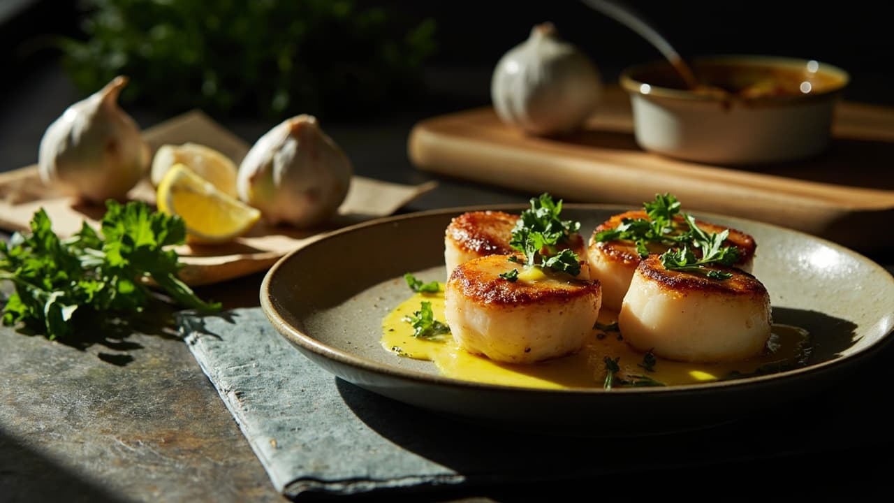 Seared Scallops with Garlic Butter and Parsley