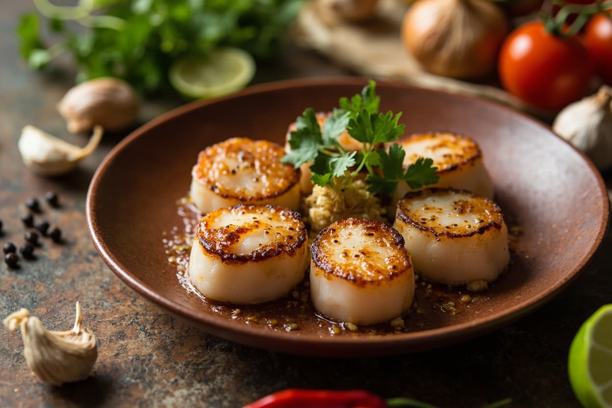 Seared Scallops with Kampot Pepper and Lime