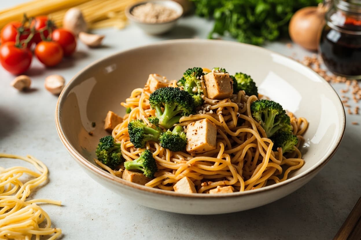 Sesame Tofu Broccoli Noodle Stir-Fry