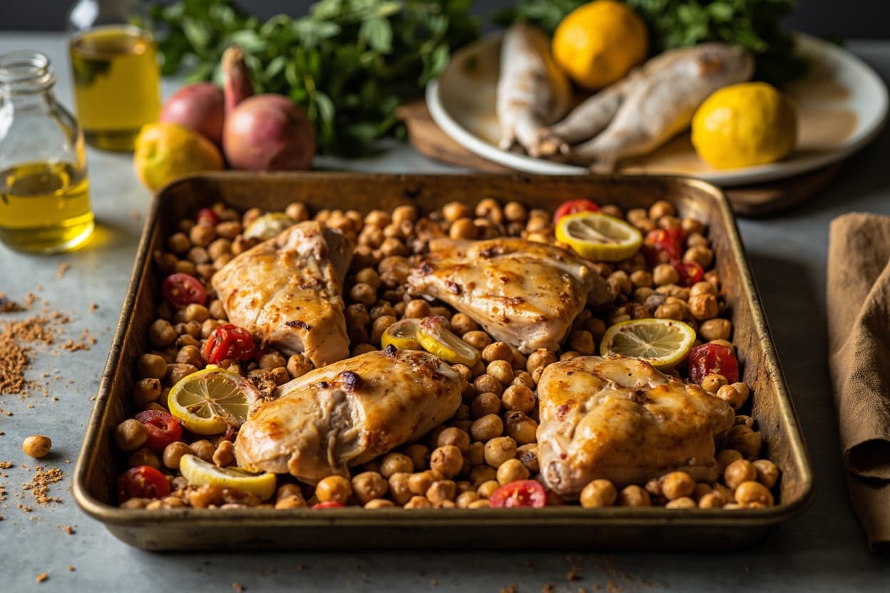 Sheet-Pan Chicken and Chickpea Traybake