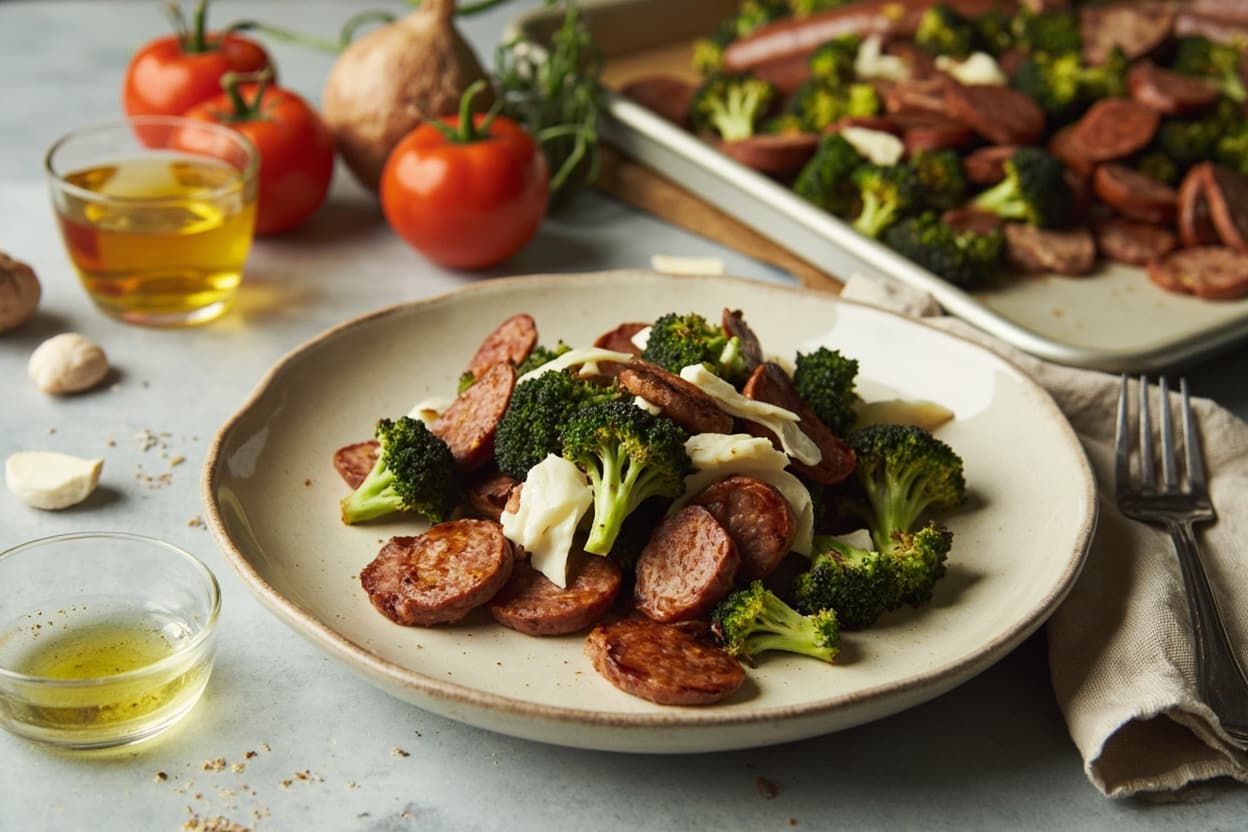 Sheet Pan Sausage and Broccoli Roast