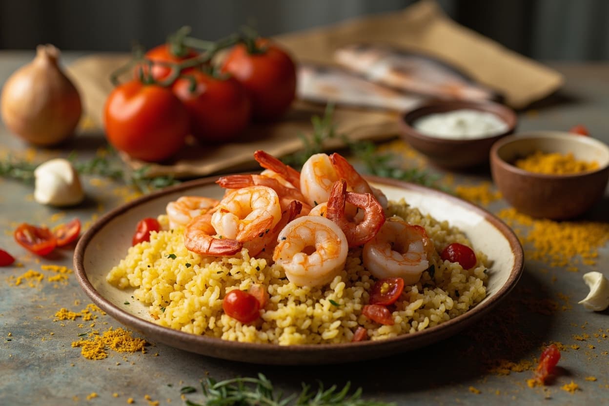 Shrimp and Saffron Couscous