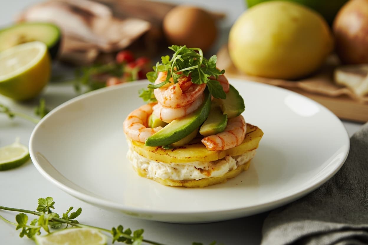 Shrimp Causa Stacks with Lime and Avocado