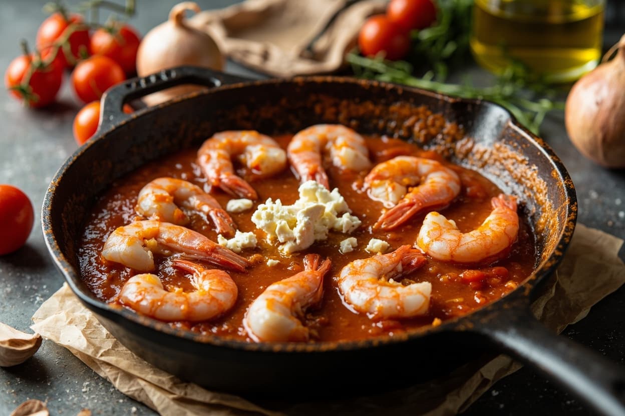 Shrimp Saganaki with Tomato and Feta