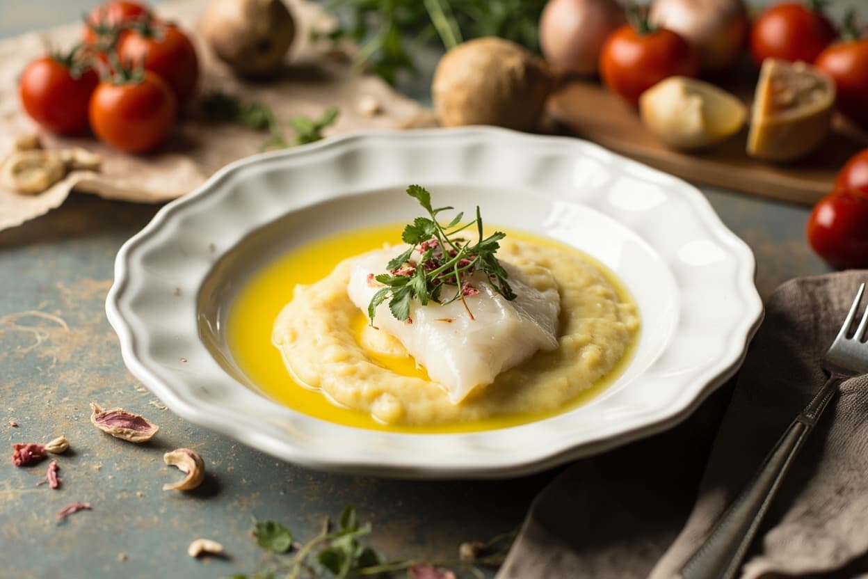 Silky cod and potato puree
