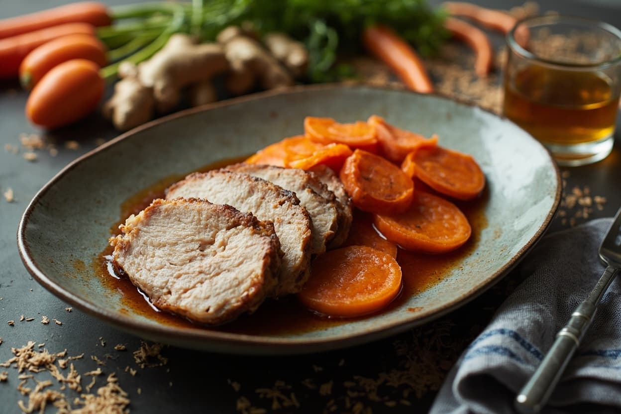 Simmered Pork Loin with Carrots and Ginger