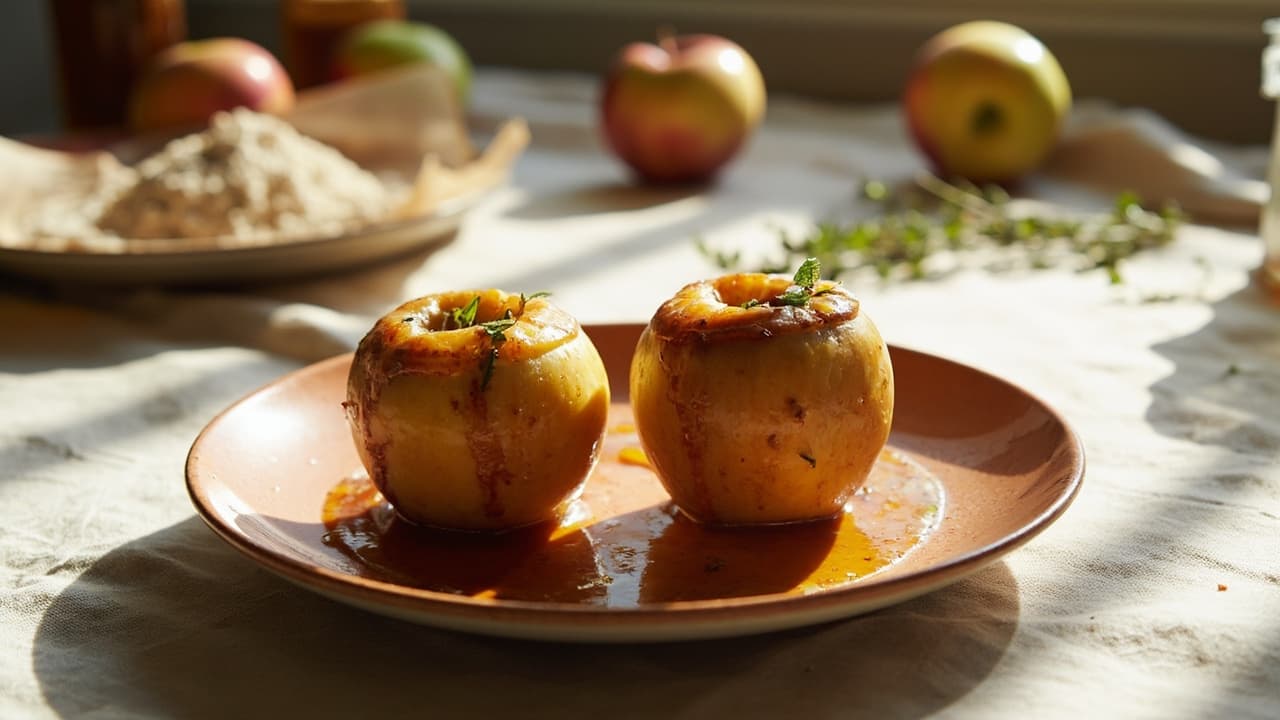 Slow-Baked Almond Flour Apples with Thyme and Maple