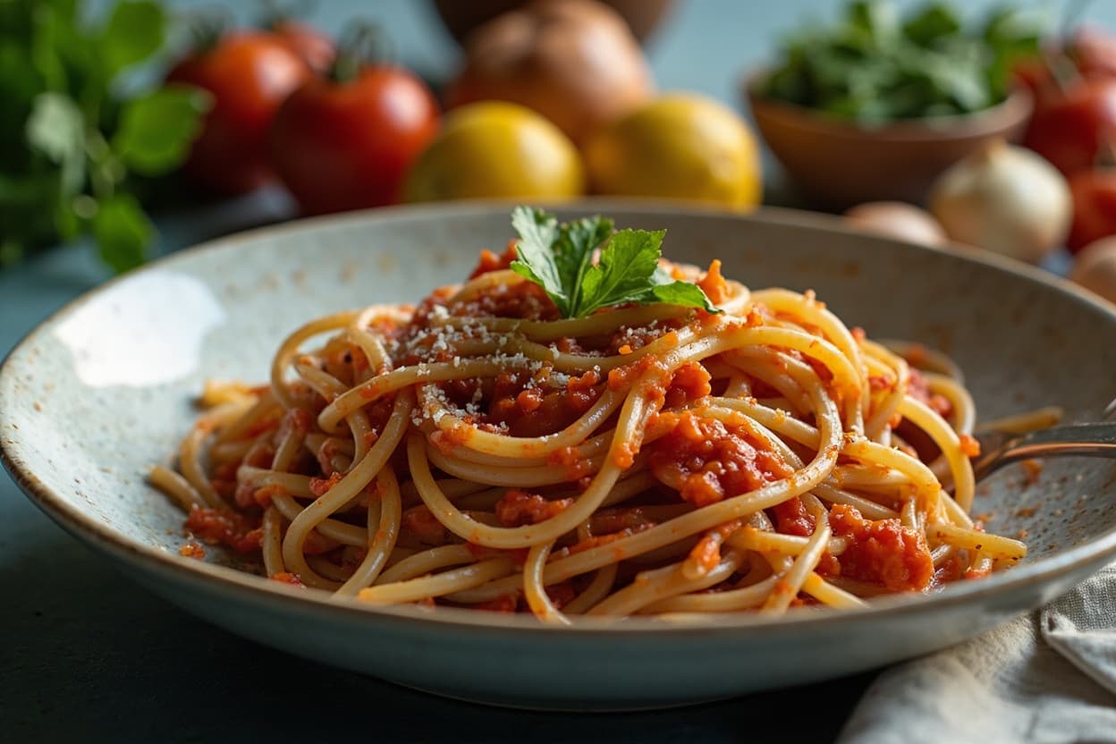 Slow-Cooked Tomato and Olive Oil Pasta