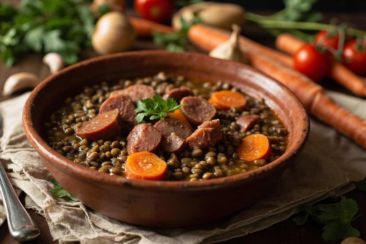 Slow Lentil and Sausage Stew
