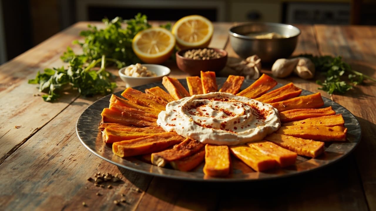 Smoked Paprika Yogurt Dip with Butternut Squash Sticks