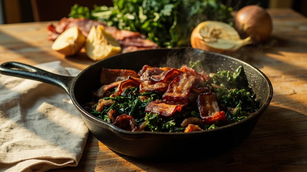Smoky Bacon and Kale Skillet