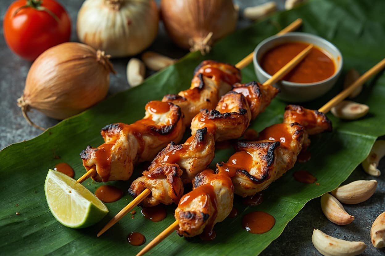 Smoky Chicken Satay with Cashew Satay Sauce