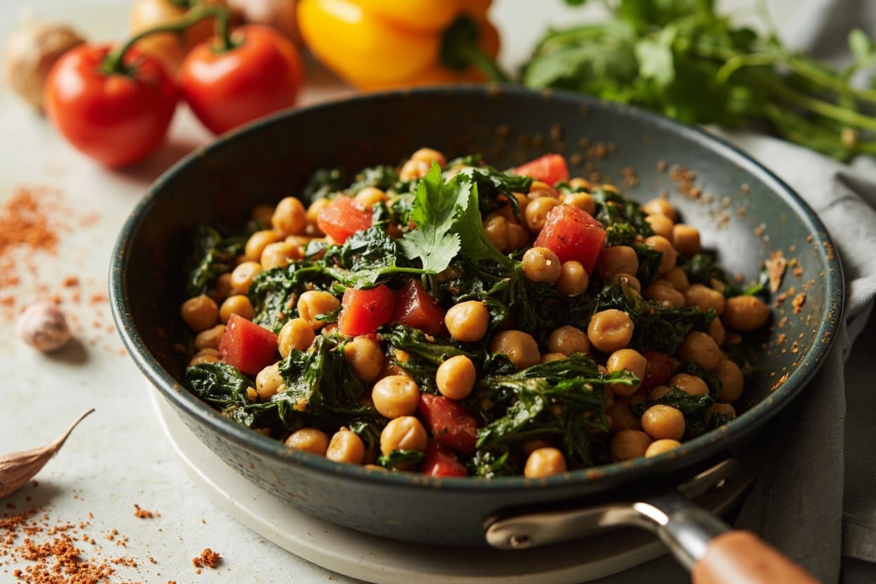 Smoky Chickpea and Spinach Skillet